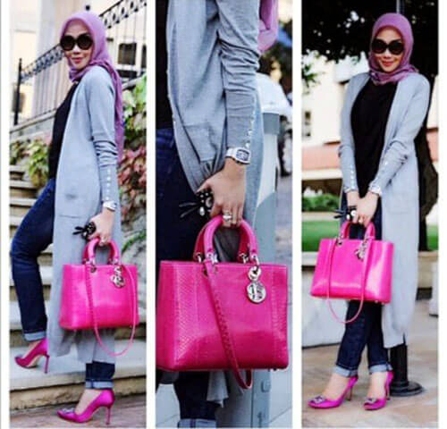 Style OOTD Cardigan Panjang Hijab Wanita Muslimah Model